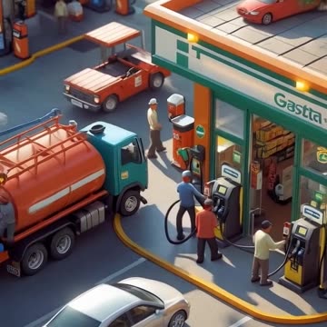 Little People Getting Gas । Macro Magic AI-Generated Mini People
