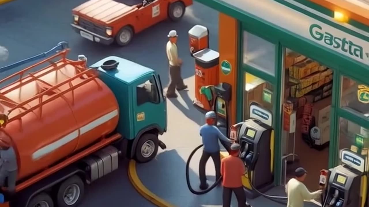 Little People Getting Gas । Macro Magic AI-Generated Mini People