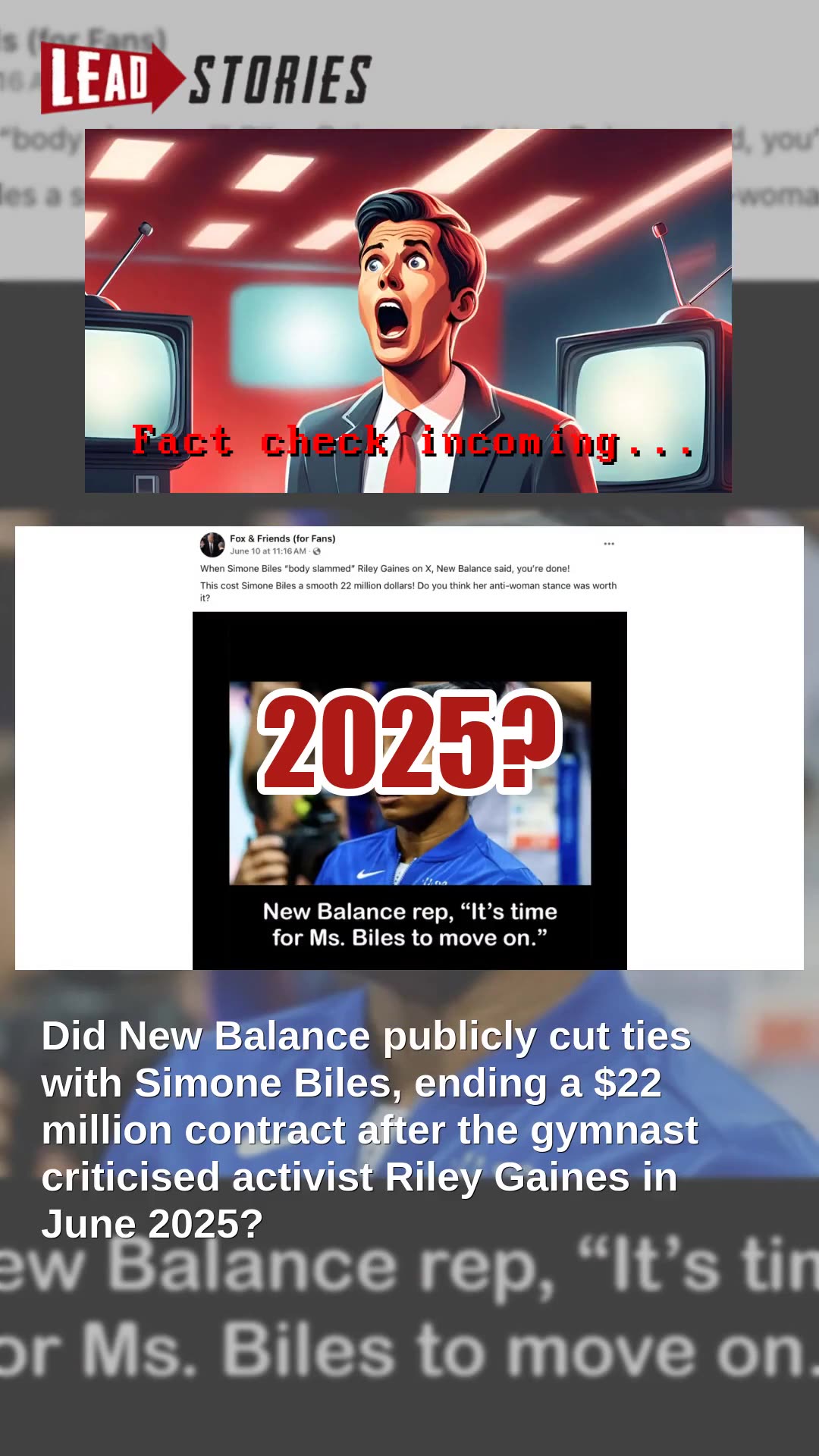 Fact Check: New Balance Did NOT End $22 Million Contract With Simone Biles