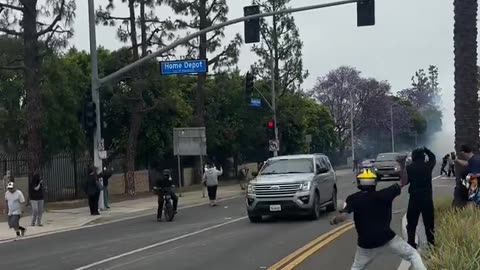 Several Border Patrol and unmarked vehicles exited the area of an anti-ICE