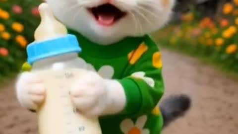 Adorable Twin Cats Drinking Milk Like Babies 🍼🐾