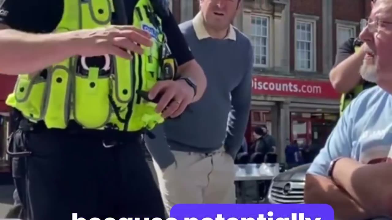 British police warn an man that saying "speak English" is a hate crime.