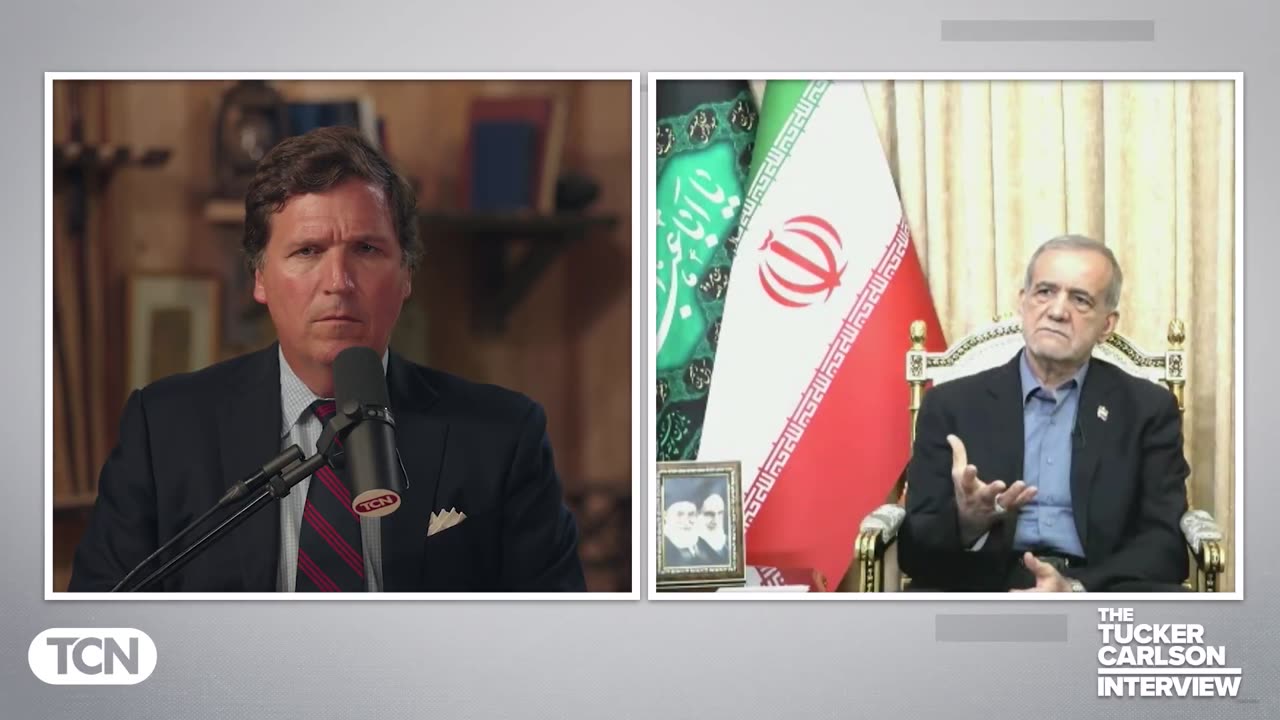 Tucker talks to Masoud Pezeshkian, president of Iran.