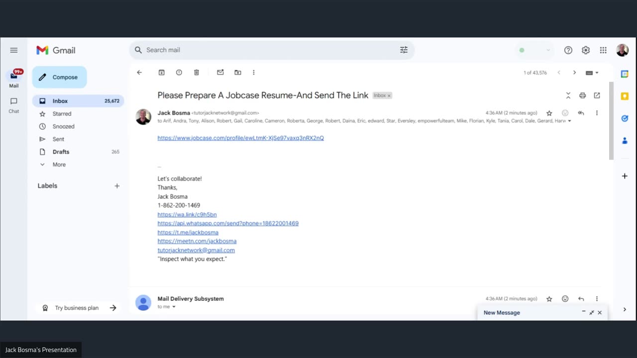 Please Prepare A Jobcase Resume-And Send The Link
