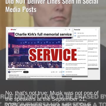 Fact Check: Elon Musk NOT Speaker At Charlie Kirk Memorial, Did NOT Deliver Lines In Posts