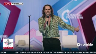WATCH: Actor and Comedian Russel Brand Entertains the Audience at AmFest - 12/18/25