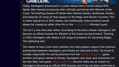Gamegenic take over Supplemental product for MTG starting with Spiderman?