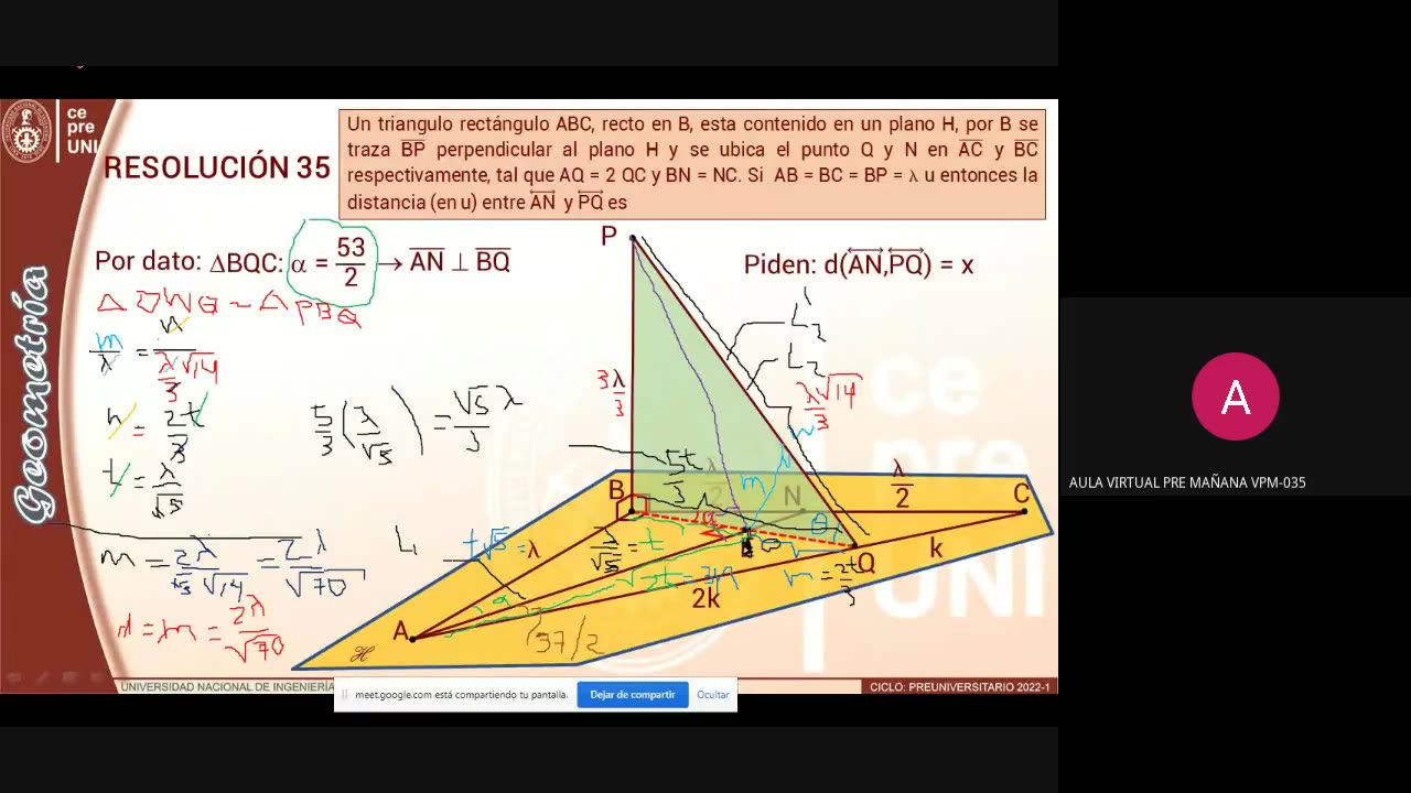 CEPRE UNI 2022 - 1 | Semana 13 | Geometría S1