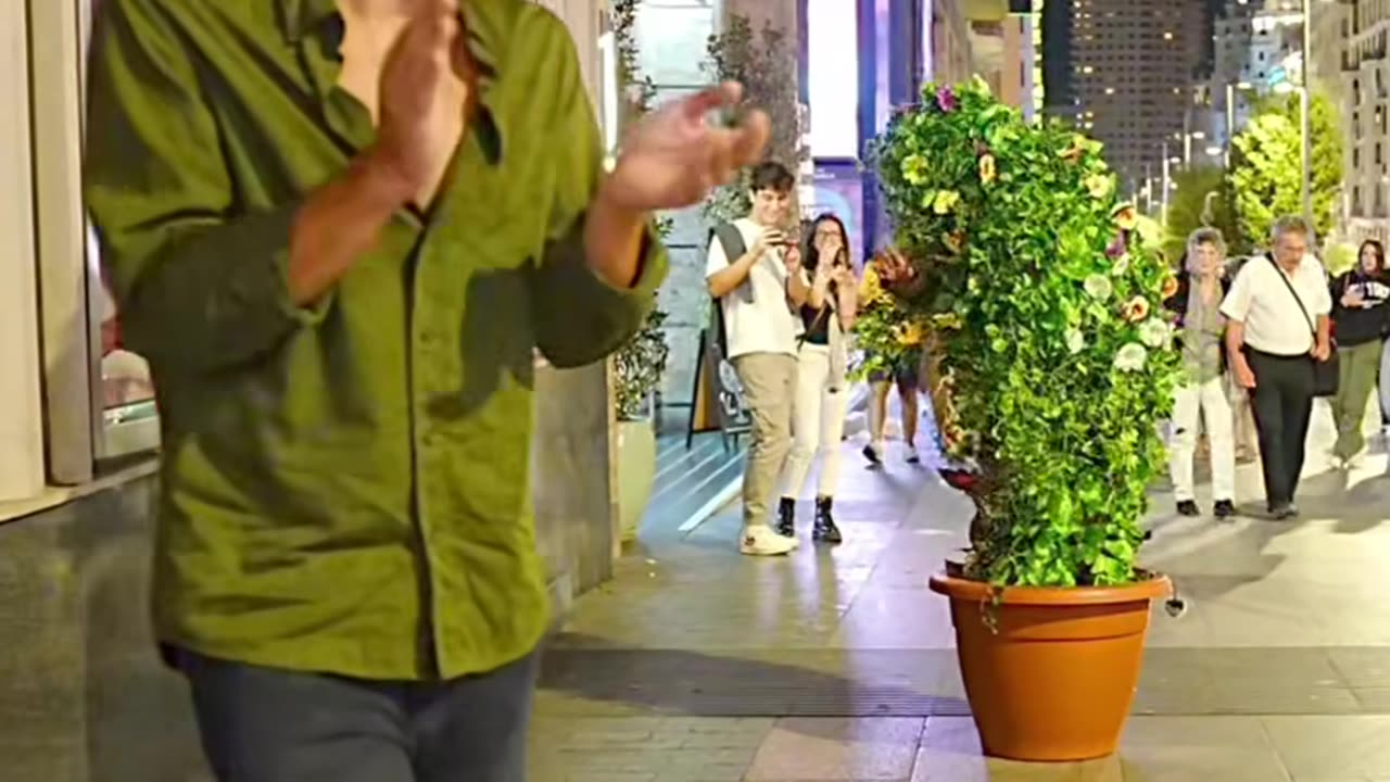 Man got scared and laugh and claped