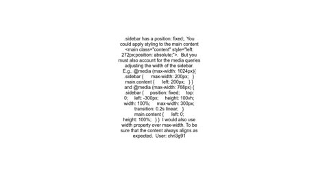 How can I position my content next to my sidebar