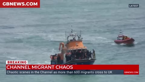 WATCH: Chaotic scenes ERUPT in English Channel as HUNDREDS of migrants attempt to cross into UK