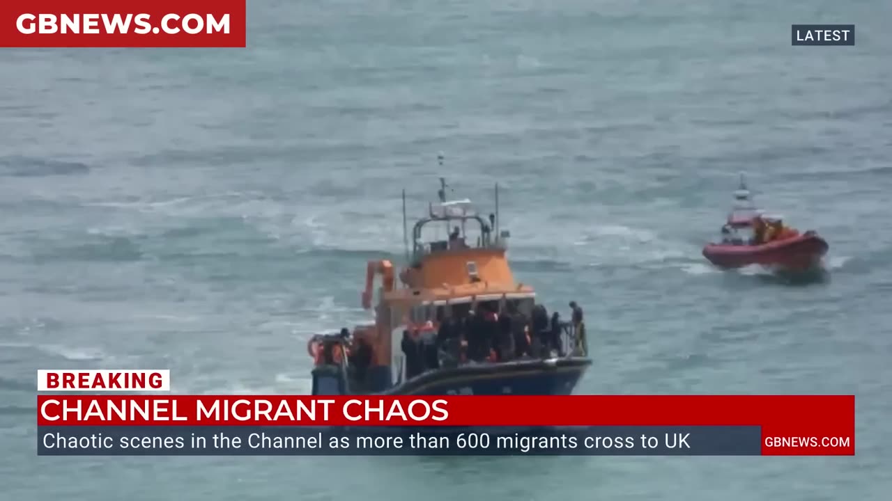 WATCH: Chaotic scenes ERUPT in English Channel as HUNDREDS of migrants attempt to cross into UK