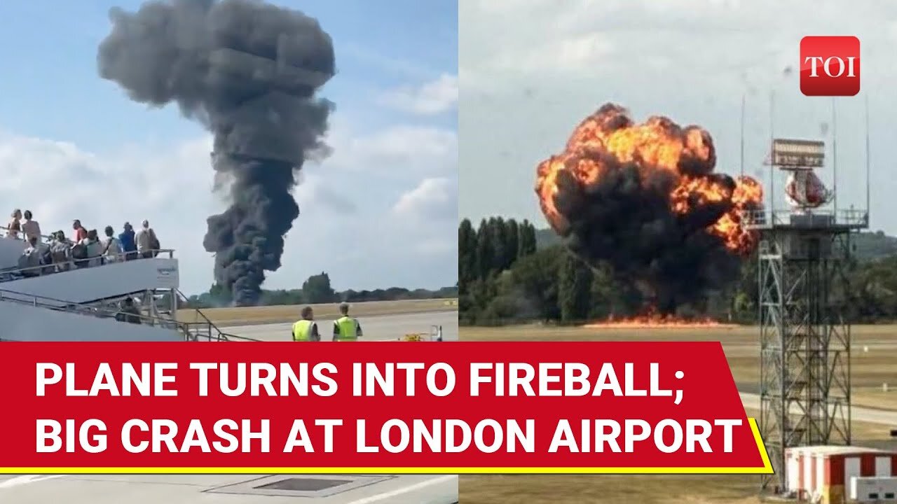 Plane Crash at London Southend Airport: Fireball Engulfs Aircraft