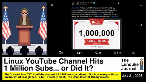 Linux YouTube Channel Hits 1 Million Subs... or Did It?