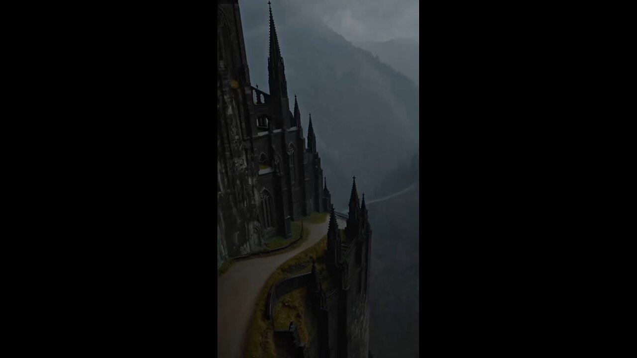 "On the Rooftop of an Ancient Church: Clouds, Cross, and Mystery Above the Mountains ⛪🌫️"