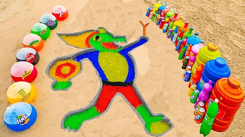 How to make Rainbow Lil Gator Game with Orbeez, Balloons Fanta, Coca Cola vs Mentos & Popular Sodas