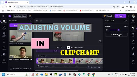 Adjusting Volume In Clipchamp