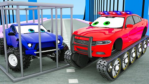 SuperCar and Monster Truck VS Obstacles _ Police Truck Song - Wheel Craft City
