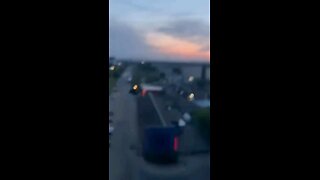 Footage of three Russian cruise missiles hit a targets on Lutsk.