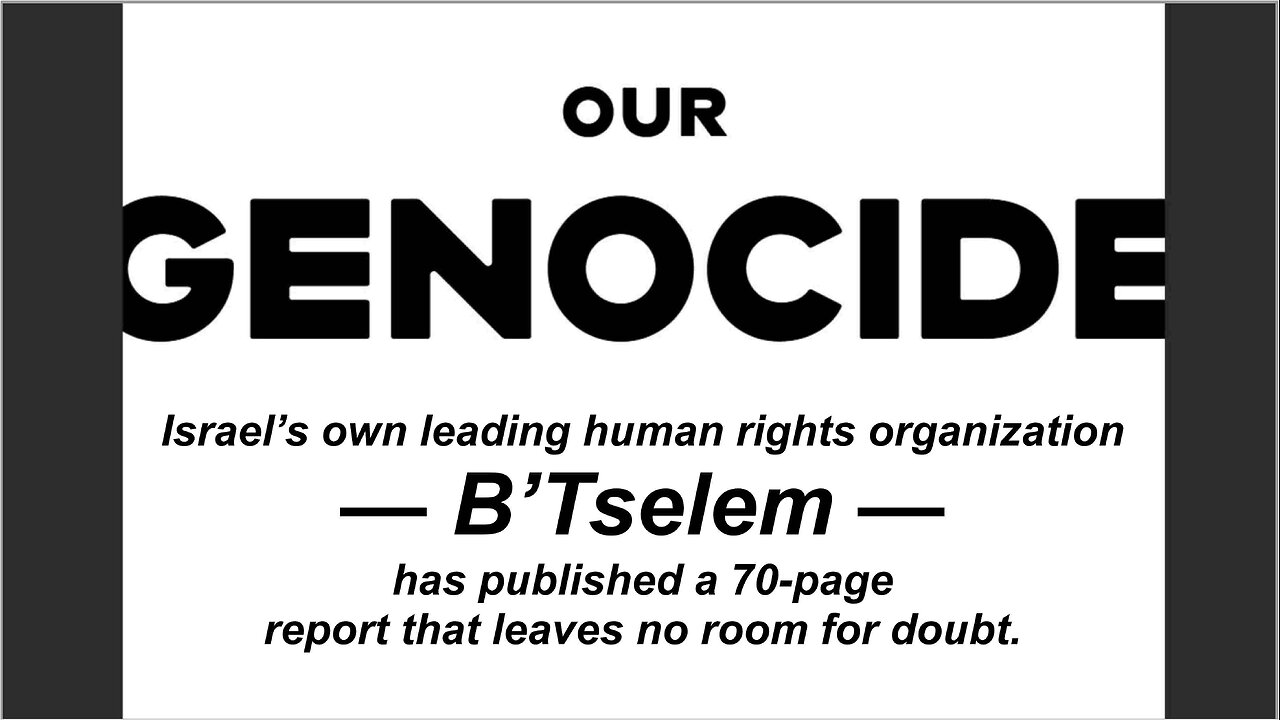 The top ISRAELI human rights organization just declared Gaza a genocide and released 70+ page report