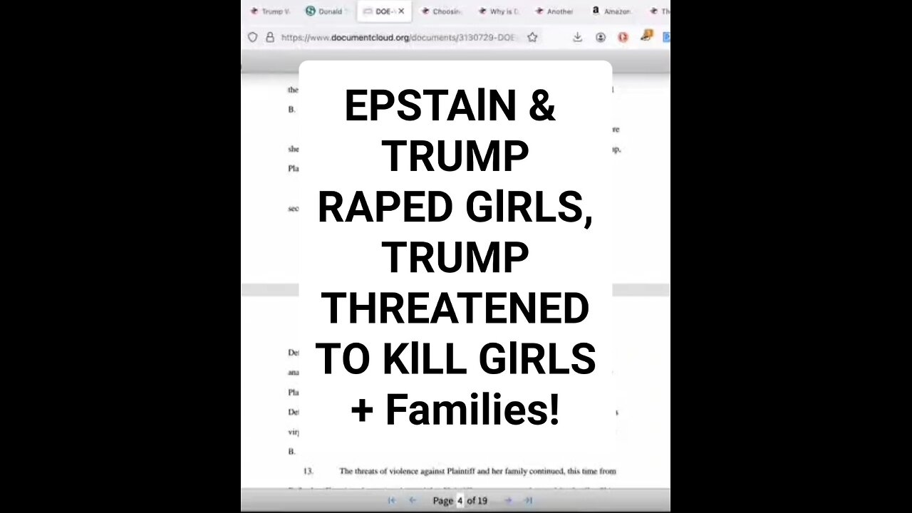 💥 Trump and Epstein Raped GirIs Together, threatened to Kill Survivors! 💥