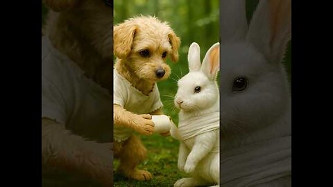 Cute Dog Rescues Bunny from Bees!