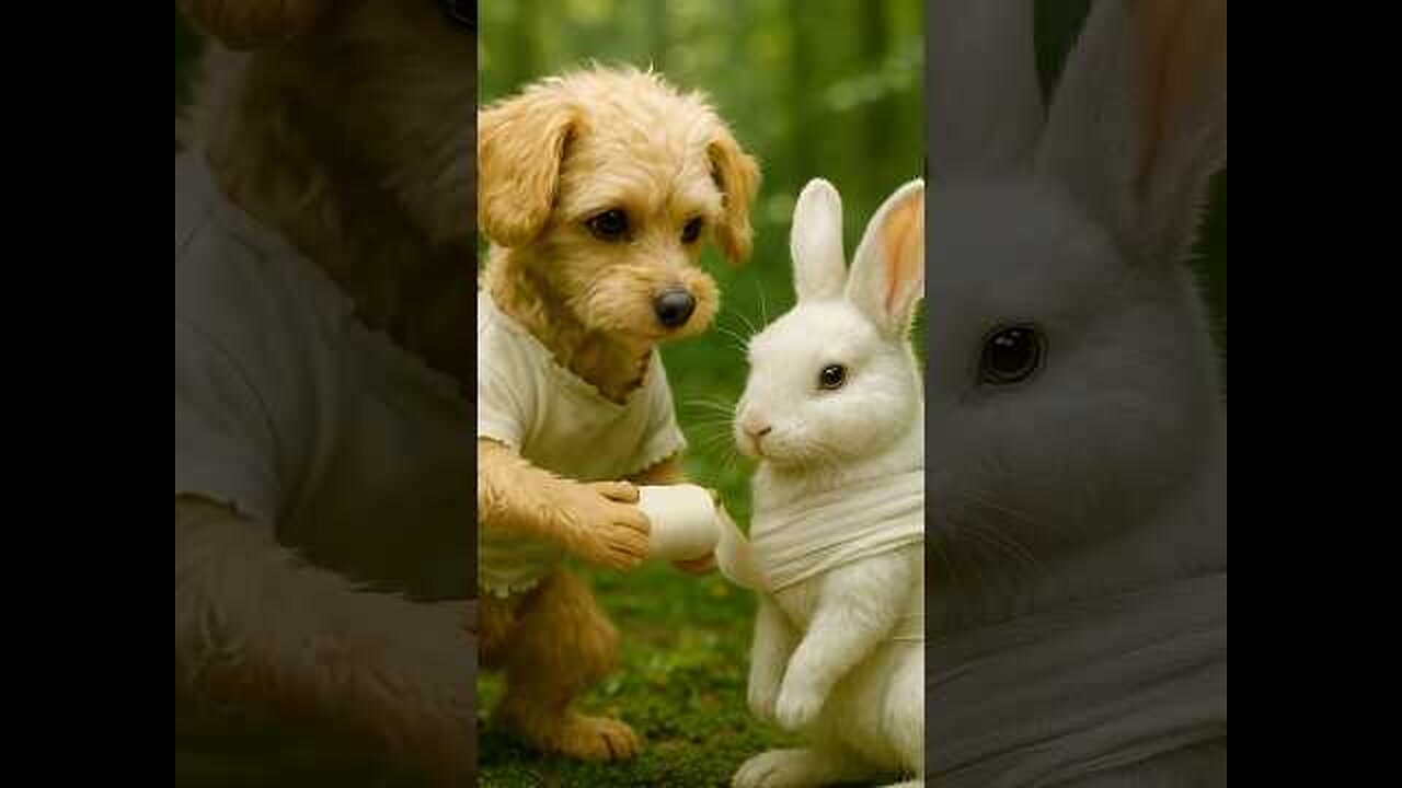 Cute Dog Rescues Bunny from Bees!