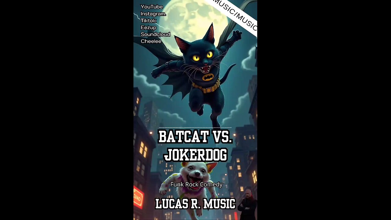 BatCat vs. JokerDog – Hilarious Funk Rock Battle of Justice! 🐾🎸| Lucas R Music