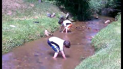 My boys playing in a Mtn creek 2015