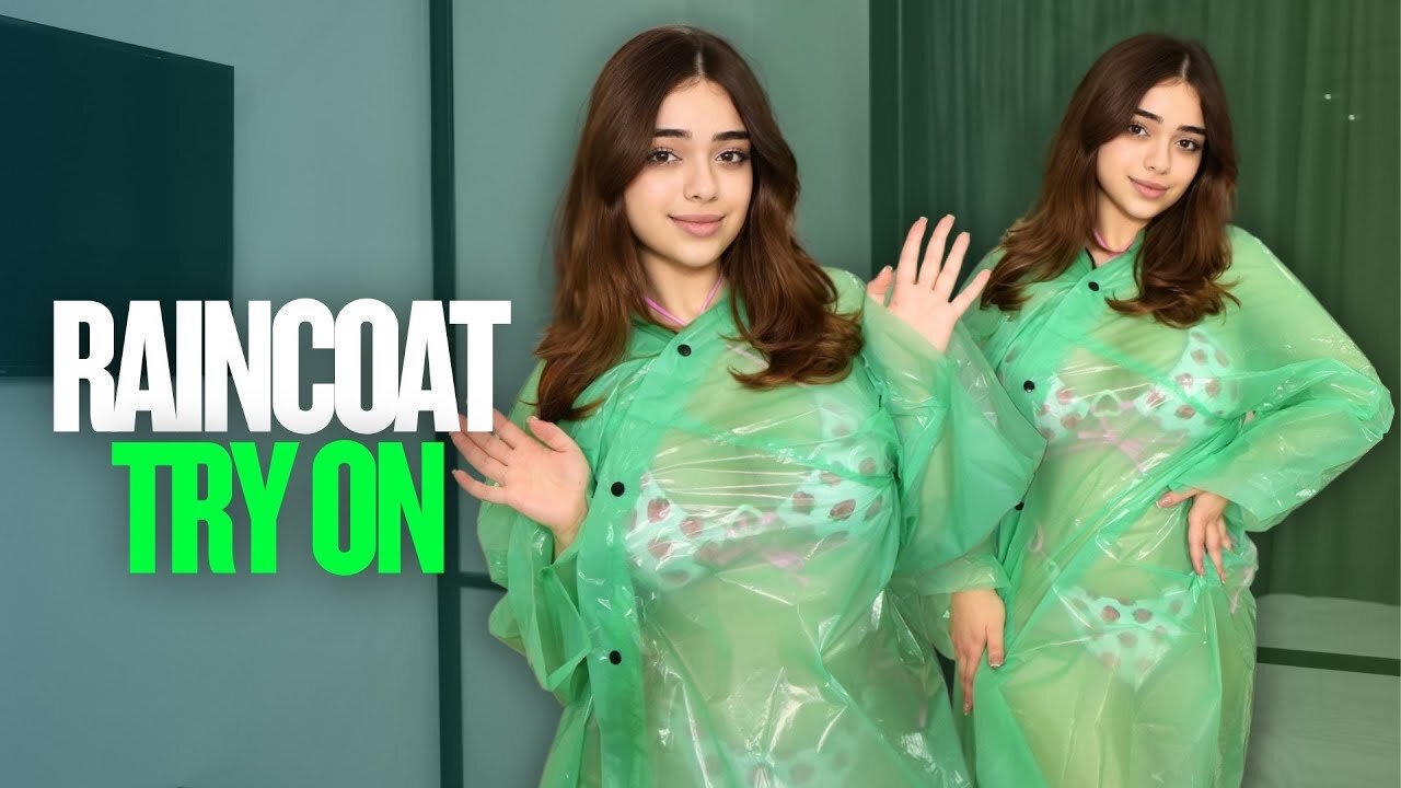 [4K] Green Raincoat Try-On | Lightness and Style in Any Weather with Milly