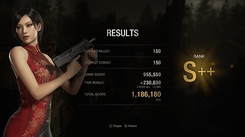 Resident Evil 4 Remake PS4 Mercenaries Ada Dress Village 150 combos