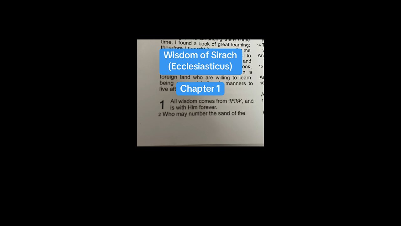 Sirach/Ecclesiasticus Chapter 1