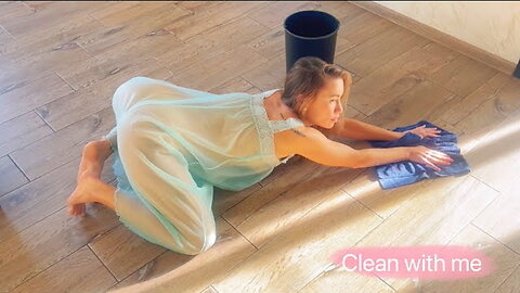 Apartment Girl Housewife | Mila Cleaning Expert | How to Get Shiny Floors | Transparent Outfit 4K HD