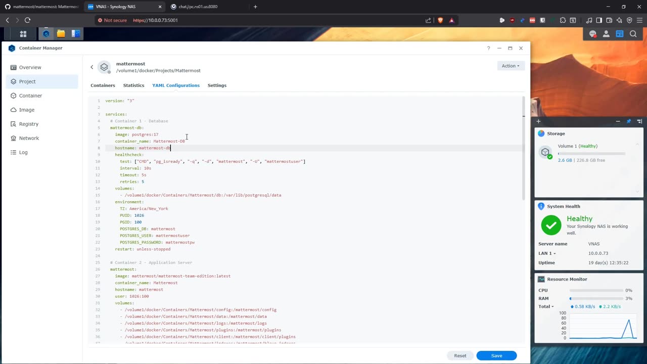 Installing Mattermost as a container for private communications