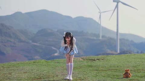 Outdoor Beutiful girl dance video