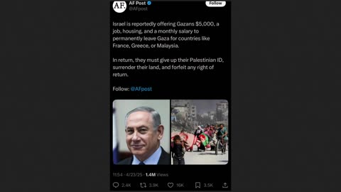 Israel Offered Gazans A Deal To Leave For White Lands - Who Benefits Folks?
