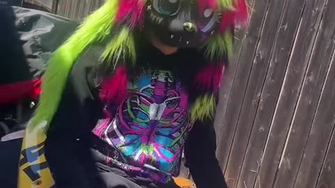 MOTORCYCLIST SCENE BAT GIRL 🏍️😎🦇FURSUIT VIDEO BY @Cigsnvalentines on TikTok #furry #fursuit
