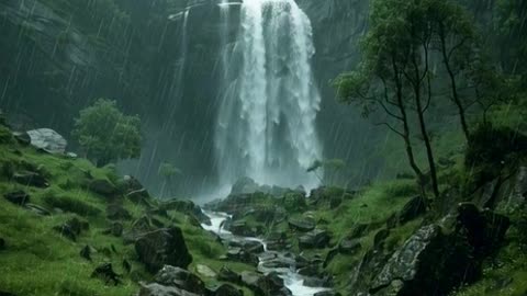 the beautiful waterfall and beautifula