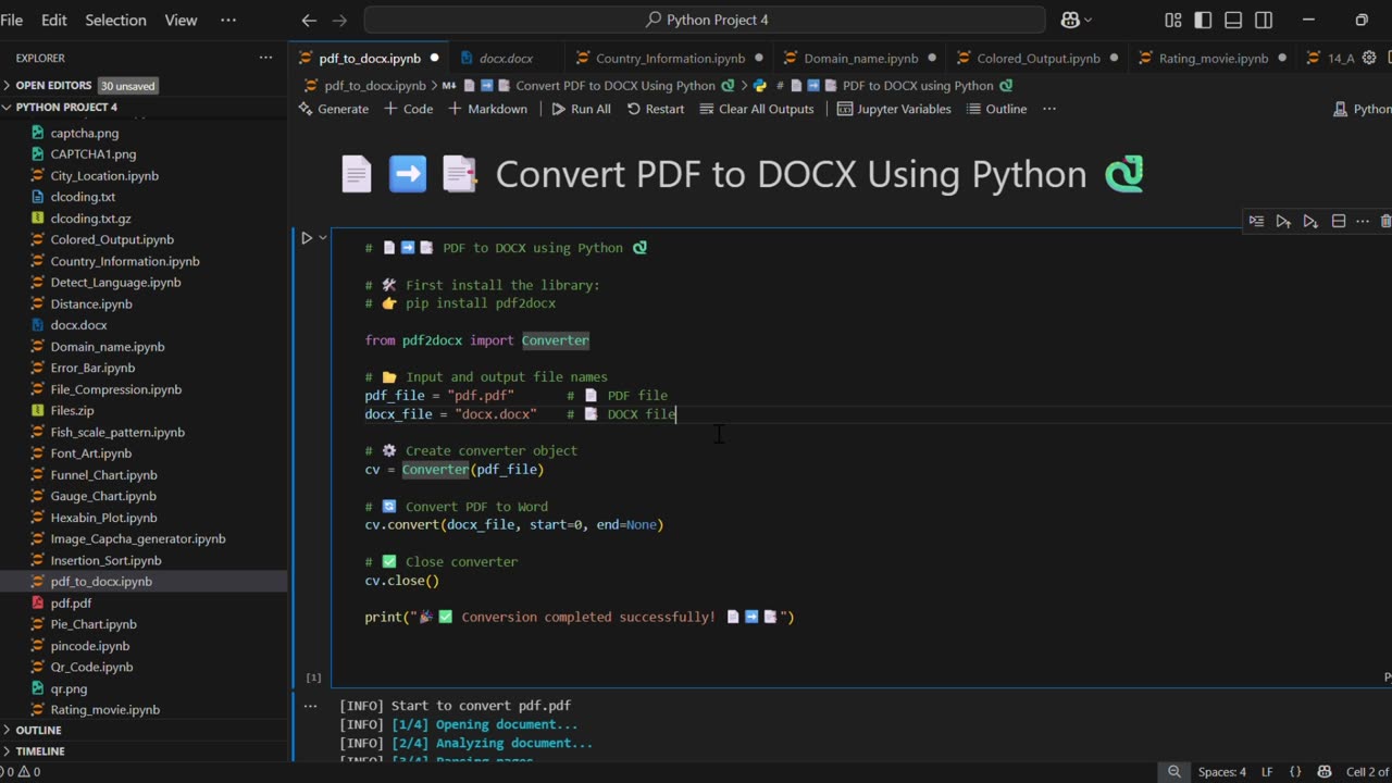 Convert PDF to Editable Word File using Python Code