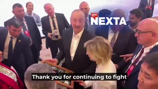 🎖️🤝 Ukraine Russia War | Journalist Olena Kurbanova Gifts Azerbaijani President Combat Brigad… | RCF