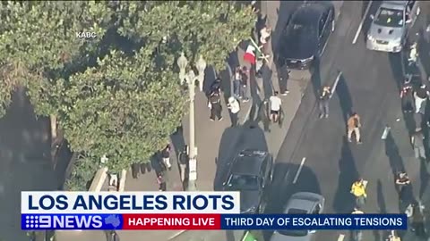 LA Protests: Reporter shot with rubber bullet LIVE on TV 9 News Australia