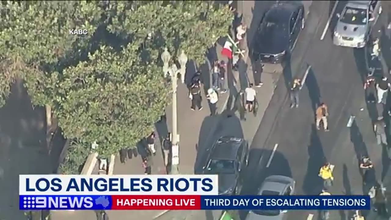 LA Protests: Reporter shot with rubber bullet LIVE on TV 9 News Australia