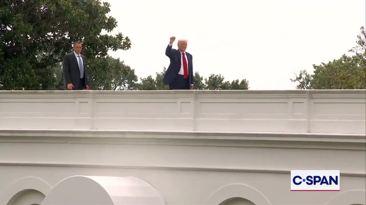 Trump Goes Onto White House Roof, Shouts Down At Reporters: 'Taking A Little Look'
