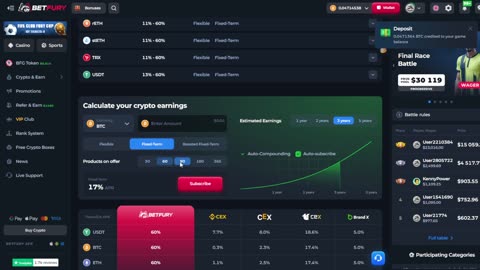 BetFury - Crypto Staking [BTC] Fixed - Term 27%
