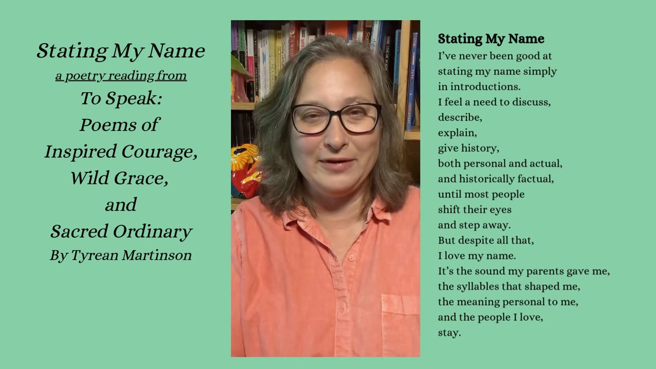 Stating My Name, a Poetry Reading from To Speak