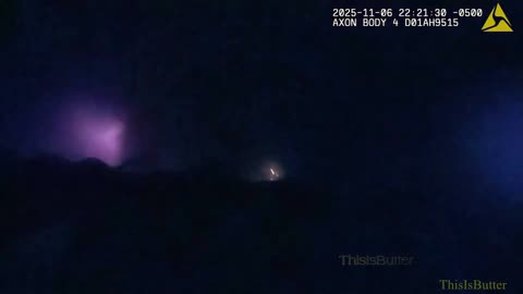 Body camera footage showing two officers' using fire extinguisher on a fire inside an apartment