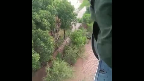 Rescue operation by BSF Air Wing Helicopter. In the area of Gurdaspur Punjab.