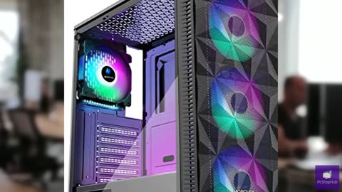 MOROVOL PC Case Pre-Install 4 RGB Fans, ATX Gaming Computer Case with Diamond-Sh