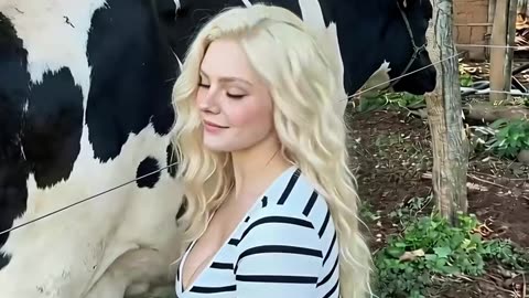 woman milking a cow