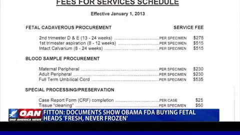 The FDA were buying baby skulls during the Obama administration for $550 per skull.